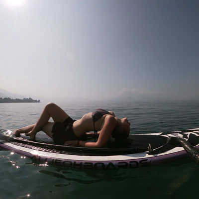 yoga practice on paddle board