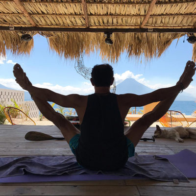 yoga with volcano views